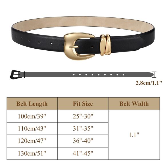1877 Women\'s Leather Belt For Jeans Pants Fashion Faux With Gold